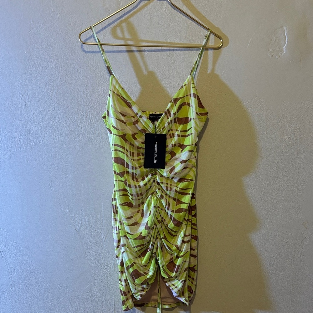 PrettyLittleThing Yellow and Brown Dress